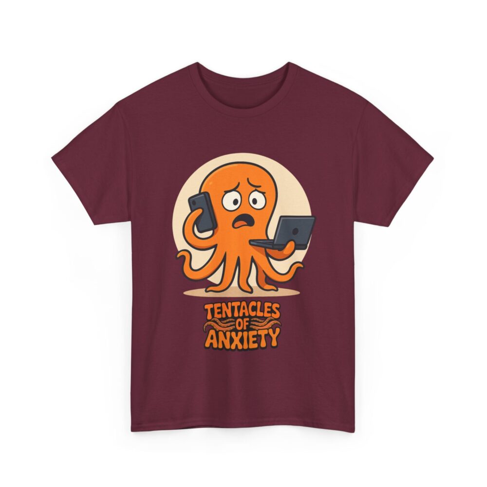 "Tentacles of Anxiety" Funny Cartoon Octopus Graphic – Overwhelmed But Still Going - Image 3