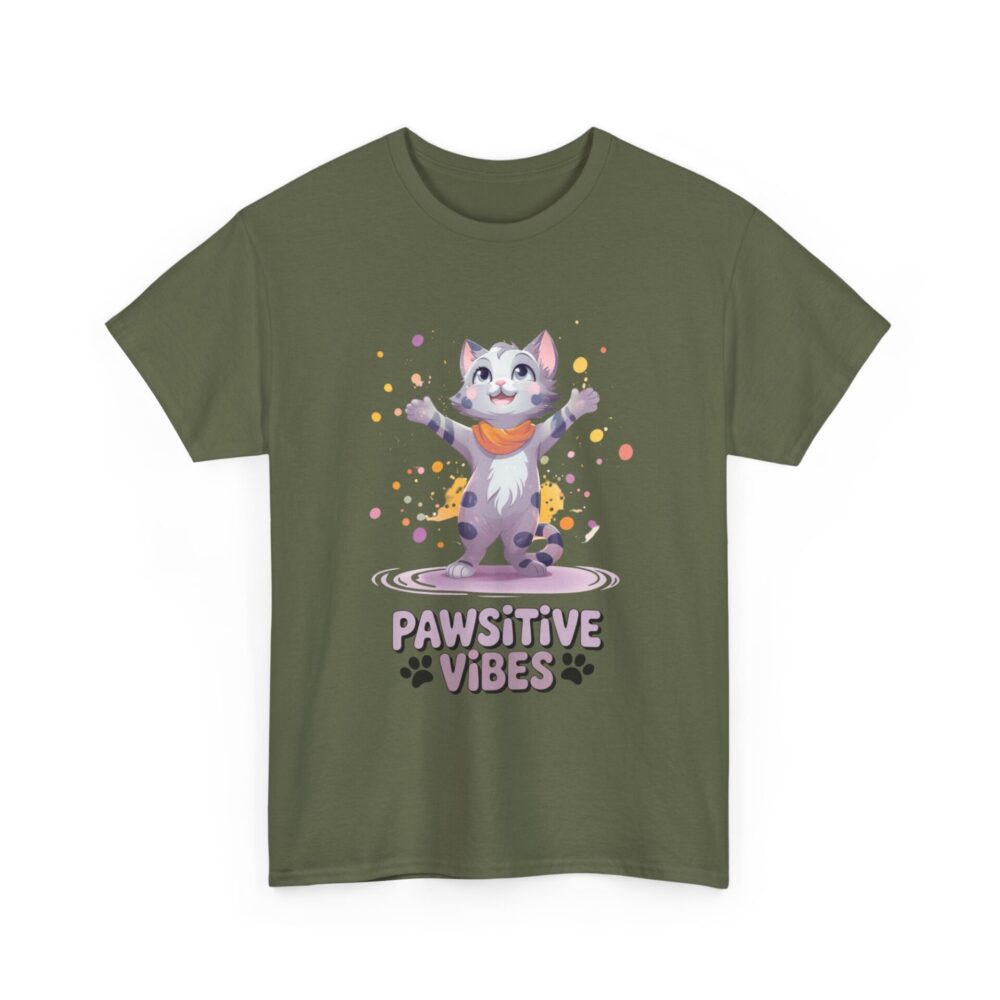 Pawsitive Vibes Cat T-Shirt – Cute & Uplifting Feline Graphic Tee - Image 4