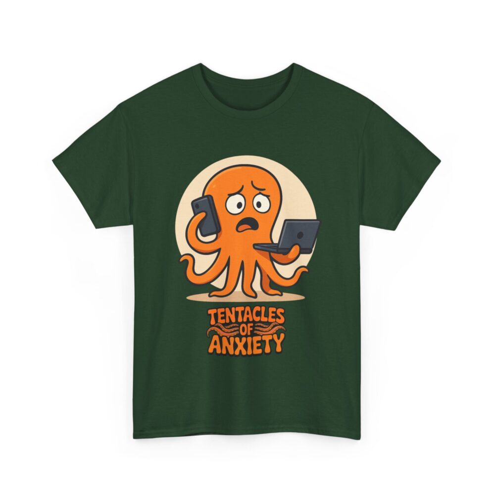 "Tentacles of Anxiety" Funny Cartoon Octopus Graphic – Overwhelmed But Still Going - Image 4